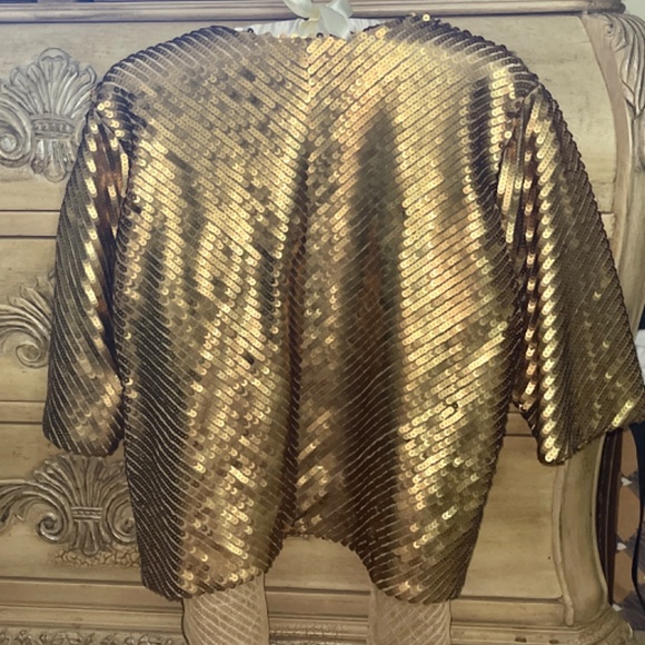 CALVIN KLEIN GOLD SEQUINED JACKET - Picture 2 of 4